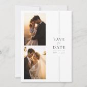 エレガント4モダン写真結婚式の日付を保存 招待状 (正面)