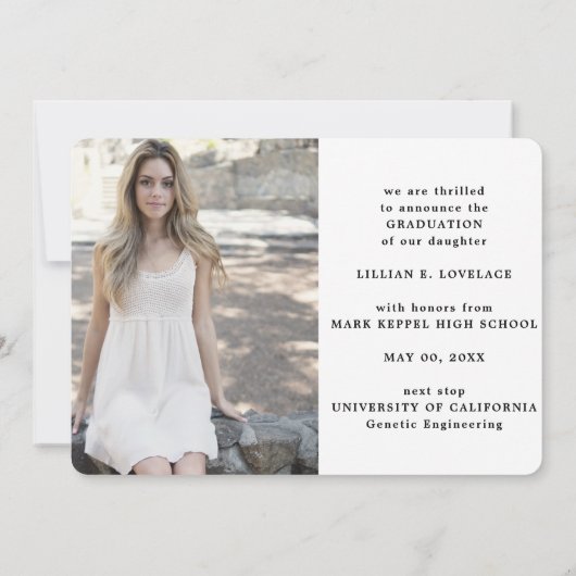 エレガント4モダン枚フォトコラージスクリプトの卒業 案内状 (裏面)