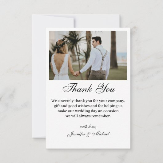 エレガント4枚の写真がモダンコラージュ結婚ス サンキューカード (裏面)