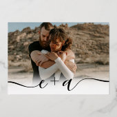 エレガント4枚モダンの写真の結婚白黒 箔招待状 (裏面)