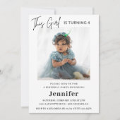 エレガント4歳の誕生日招待状写真モダン 招待状 (正面)