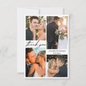 エレガント5シンプル枚の写真結婚のコラージュ サンキューカード (正面)