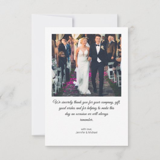 エレガント5シンプル枚の写真結婚のコラージュ サンキューカード (裏面)