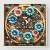 エレガント5周年祝 スクエア壁時計 (正面)