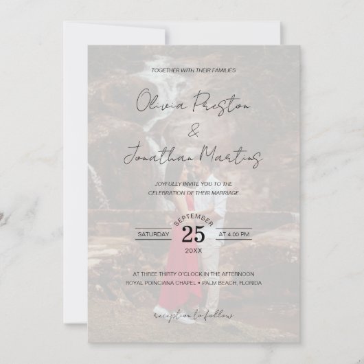 エレガント5枚の写真結婚のQRコードRSVP 招待状 (正面)