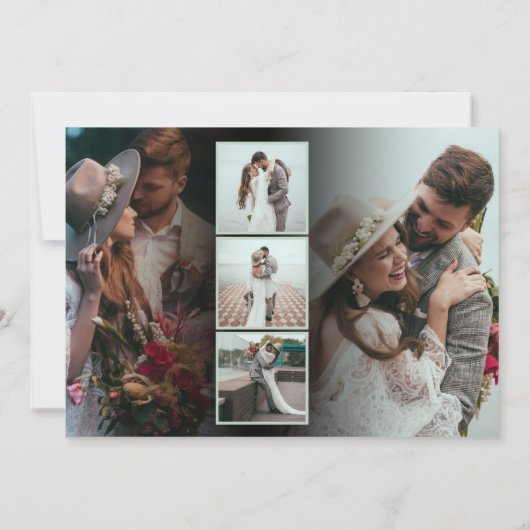 エレガント6枚の写真結婚のラヴ感謝していサージ カード (裏面)