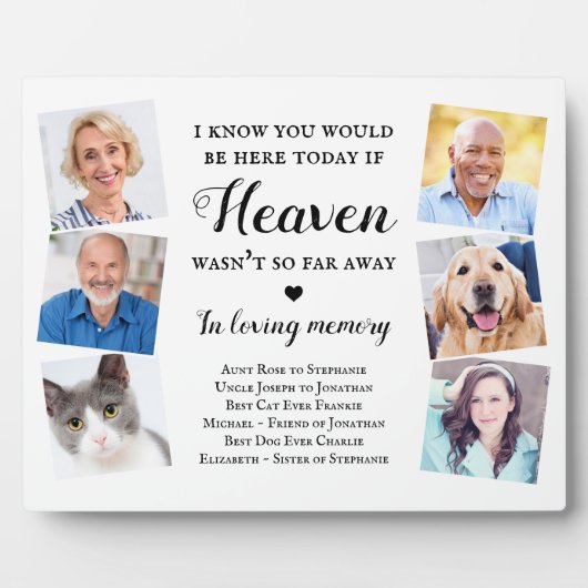 エレガント6枚カスタムの写真天国結婚記念碑 フォトプラーク (正面)