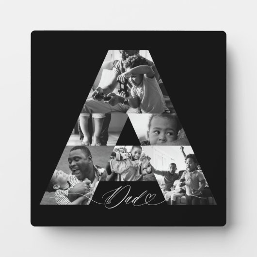 エレガント6枚ミニマルの写真コラージュ文字Aパパ フォトプラーク (正面)