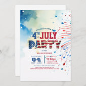 エレガント7月4日パーティーI花火 招待状 (正面/裏面)