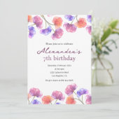 エレガント7歳の誕生日招待状フローラシック 招待状 (スタンド正面)