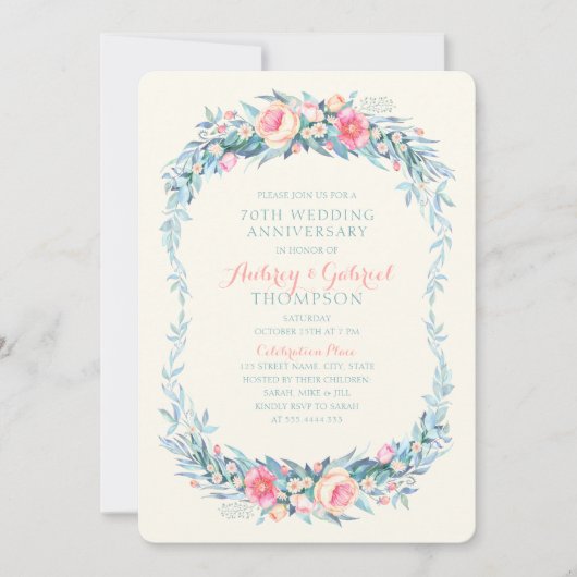エレガント70周年結婚フローラ春 招待状 (正面)