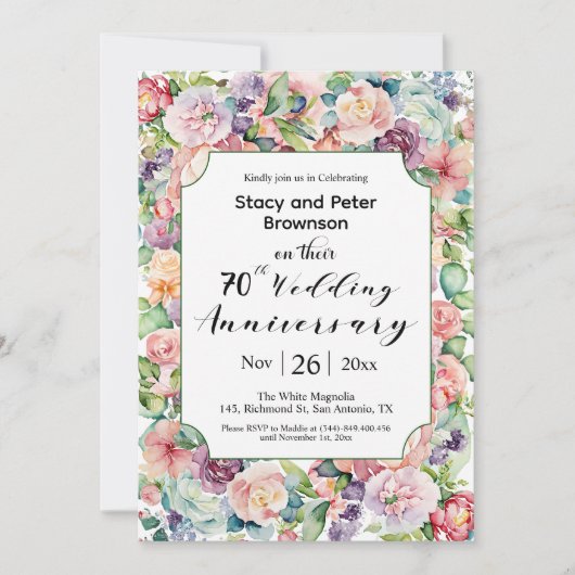 エレガント70周年結婚フローラ 招待状 (正面)