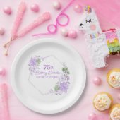 エレガント75カスタム番目の誕生日ラベンダーフローラ ペーパープレート (パーティー)
