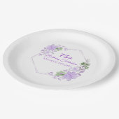 エレガント75カスタム番目の誕生日ラベンダーフローラ ペーパープレート (アングル)