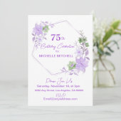 エレガント75カスタム番目の誕生日ラベンダーフローラ 招待状 (スタンド正面)