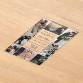 エレガント8枚の写真のコラージュモダンのスクロ結婚グ アクリル招待状 (レイダウン)