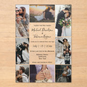 エレガント8枚の写真のコラージュモダンのスクロ結婚グ アクリル招待状 (正面)