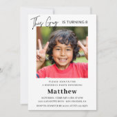 エレガント8歳の誕生日招待状Boy Photo 招待状 (正面)