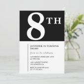 エレガント8th誕生日の招待ブラックシックガール 招待状 (スタンド正面)