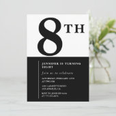 エレガント8th誕生日の招待ブラックシックガール 招待状 (スタンド正面)