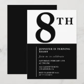 エレガント8th誕生日の招待ブラックシックガール 招待状 (正面/裏面)