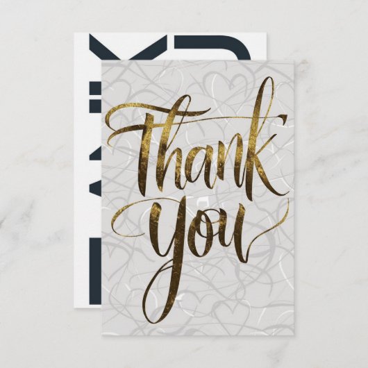 エレガント「ありがとう」：まさに時代を超越したデザイン サンキューカード (正面/裏面)