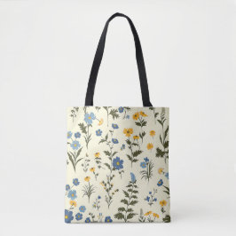エレガント おしゃれ かわいい 青い 植物 花 トートバッグ