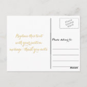 エレガント おしゃれ 偽物 ゴールド スクリプト 白い 感謝 ポストカード (裏面)