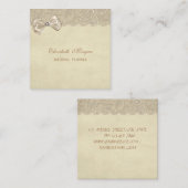 エレガント おしゃれ 洗練された,リボン,レース スクエア名刺 (正面/裏面)