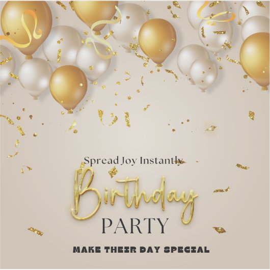 エレガント&おもしろい誕生日招待状カード – 今すぐ購入 シール (正面)