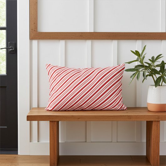 エレガント、おもしろい赤と白キャンディストライプー アクセントクッション