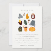 エレガント かわいい あたたかい コzy オータム ウェディング サンキューカード (正面)