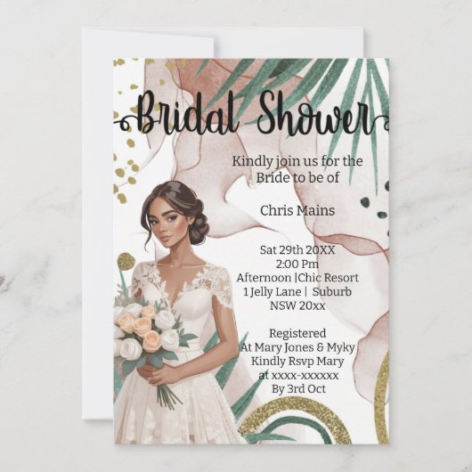 エレガント |かわいい |おもしろい | |ブライダルシャワー 招待状 (正面)