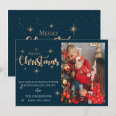 エレガント かわいい タイポグラフィー | メリークリスマス フォト ノートカード (正面/裏面)