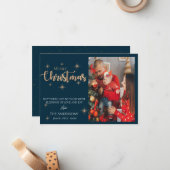 エレガント かわいい タイポグラフィー | メリークリスマス フォト ノートカード (正面/裏面インサイチュ)