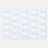 エレガント かわいい 装飾的な 青 白 ハート チャーム ラッピングペーパーシート (正面3)