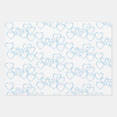 エレガント かわいい 装飾的な 青 白 ハート チャーム ラッピングペーパーシート (正面)