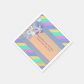 エレガント&かわいらしフローラパステルのパーソナライズストライプ化 スタンダードカクテルナプキン (角)