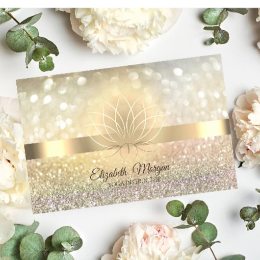 エレガント ぼやけゴールド 水連 ヨガインストラクター 名刺