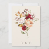 エレガント アイボリーの秋の花 ウェディング インビテーション (裏面)