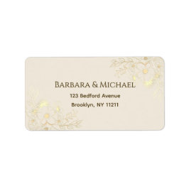 エレガント アイボリー ゴールド フラワー ウェディング リターンアドレス ラベル