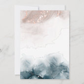 エレガント アルコール インク ゴールド ブラッシュ ブルー モダン ウェディング 招待状 (裏面)