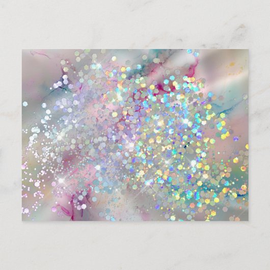 エレガント アルコール インク ホログラフィック グリッター サンクス ポストカード (裏面)