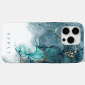 エレガント アルコール ブラック ゴールド グリッター マーブル Case-Mate iPhoneケース (裏面 (横))