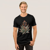 エレガント アロエ 多肉植物 植物学イラスト トライブレンドTシャツ (正面全面)