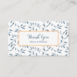 エレガント アンティーク ブルー ウィロー リーフ 感謝カード エンクロージャーカード