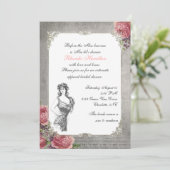 エレガント アンティーク ローズ ブライダル シャワー 招待状 (スタンド正面)
