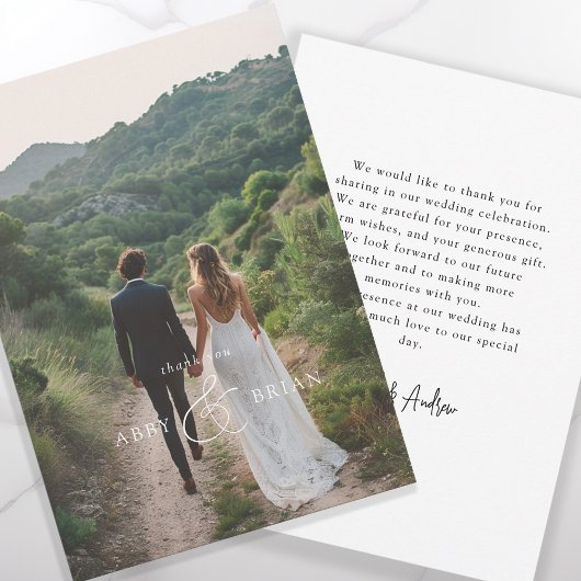 エレガント、アンパサンド、スクリプトフォント、1枚の写真 サンキューカード