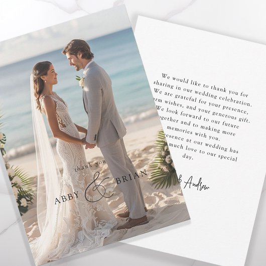 エレガント、アンパサンド、スクリプトフォント、1枚の写真 サンキューカード