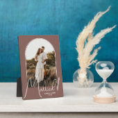 エレガント アーチ ウェディング フォト ローズ タウペ フォトプラーク (側面)